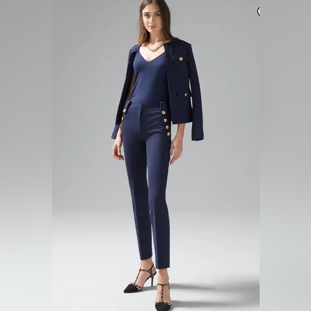 WHBM Jolie Button Straight Luxe Straight Pant - NWT Size 10L